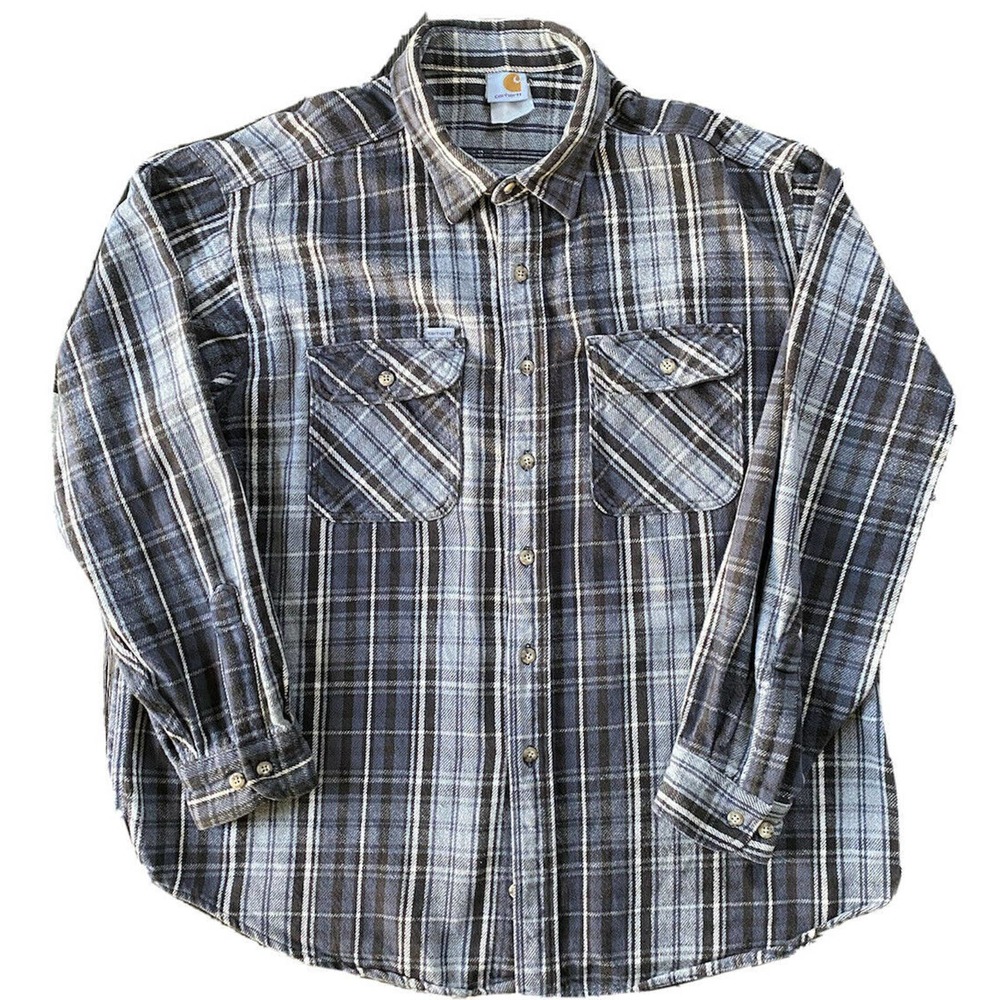 Vintage Rugged Outdoor Carhartt Plaid Button Down XL Union Made in USA SU204